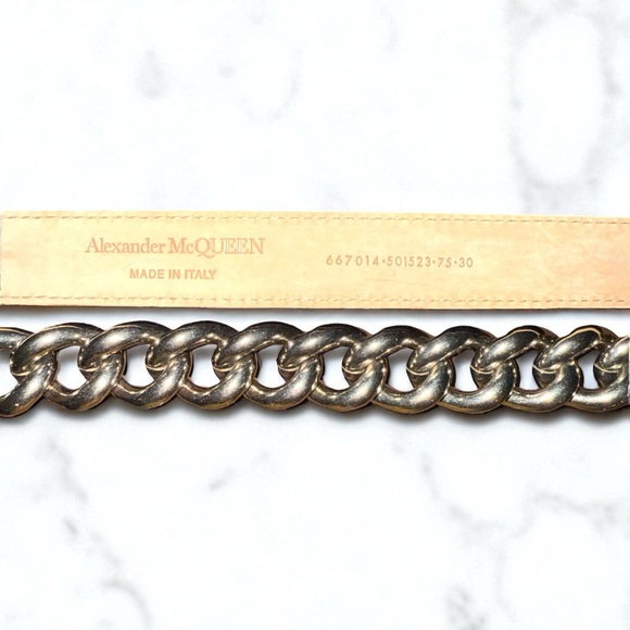 Alexander McQueen Double Belt With Chain Ecolux Calfskin Leather In Black - NWT main image 4